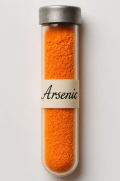 Scientific sample of arsenic metalloid powder isolated on white background