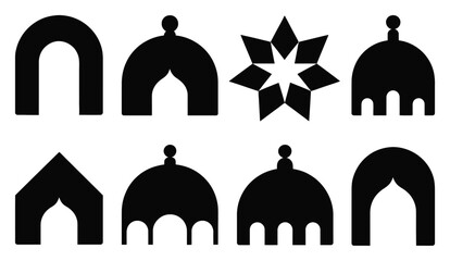 Collection of Islamic Architectural Silhouettes and Geometric Patterns