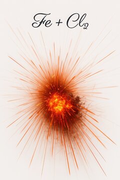 Iron wool burning in chlorine atmosphere creating ferric chloride