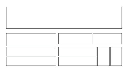 Blank layout template featuring various rectangular boxes offers a clean and versatile grid for organizing content in web or print design.