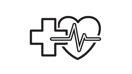 Fototapeta premium Medical cross and heart with ECG line in modern design