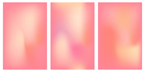 Fototapeta premium Set of peach and pink soft gradient. Simple liquid gradient vector background