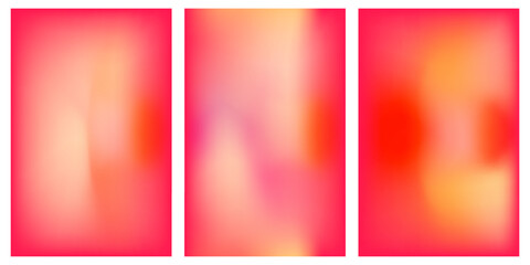 Fototapeta premium Set of peach and pink soft gradient. Simple liquid gradient vector background