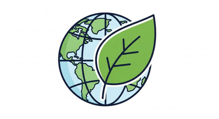 Green Earth with Leaf Symbolizing Eco-Friendliness and Sustainability