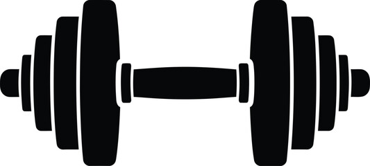Minimal Black Dumbbell Silhouette Icon Isolated on White Background Vector