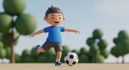 Boy practicing in the park with a soccer ball