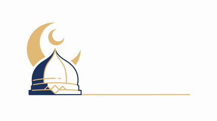 Fototapeta premium Modern mosque dome illustration featuring crescent moon and islamic architecture in a serene environment