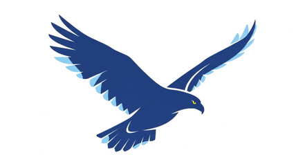 Obraz premium Blue Eagle Bird Silhouette Flying Wings Spread Wide.