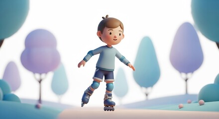 Boy skating on rollerblades wearing safety gear in the park