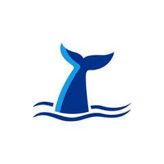 Whale tail water icon logo symbol design vector