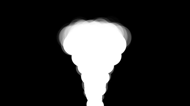 Rising cartoon smoke trail animation on black background. 