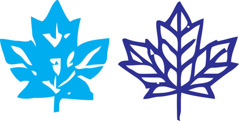 Obraz premium Maple Tree Leaf's- Set of four seasonal icons featuring an abstract winter background with snowflakes, stars, and festive holiday design elements