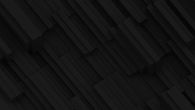 Abstract black minimal rectangular blocks wave. Modern audio equalizer or architecture louver loop.