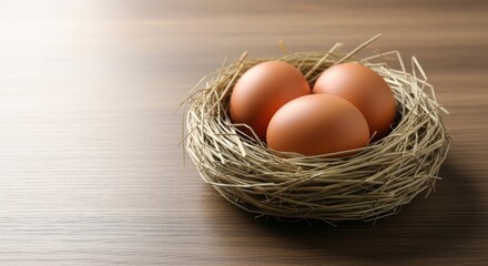 Natural Brown Eggs Arrangement with Copy Space