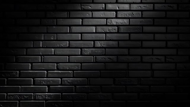 Dark black brick wall texture with dramatic shadowy lighting