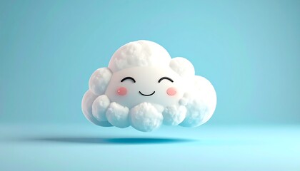 Cute Smiling Cloud Character with Rosy Cheeks.