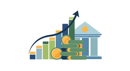 Business growth and success bar chart illustration