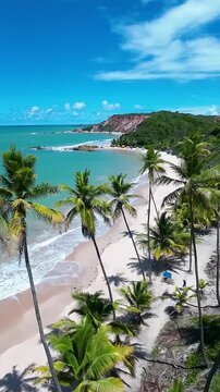 Tabatinga Beach At Joao Pessoa Paraiba Brazil. Breathtaking Aerial View Of A Lush Tropical Coastline Scenery. Island Life Landscape Recreation Beautiful. Island Life Coast. Joao Pessoa Paraiba.