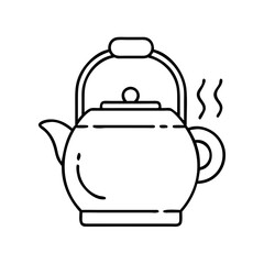 Obraz premium Minimal Teapot Kettle Steam Line Icon