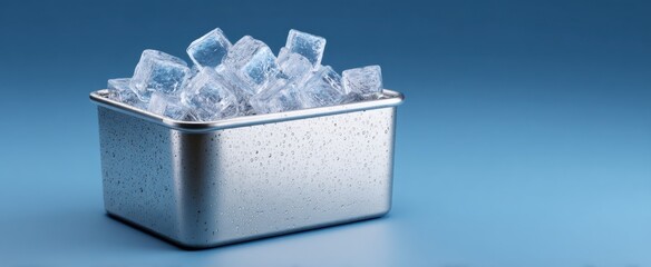 Stainless steel cooler overflowing with icy chill evokes joy for refreshing drinks.