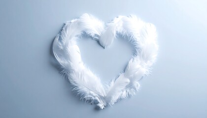 Soft White Feathers Formed into a Delicate Heart Shape.