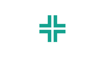 Fototapeta premium Green Medical Cross Health Symbol on Isolated White Background