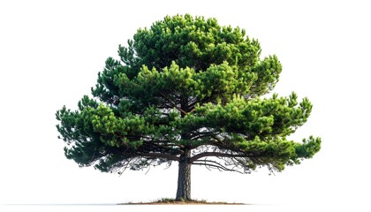 A Lush Green Pine Tree Isolated on a White Background.