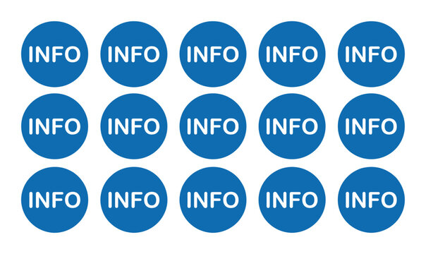 Info sign template with blue circle document data icons information report and web notification symbol