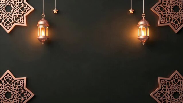 A video showcasing beautiful lanterns hanging from a dark background with intricate designs and stars