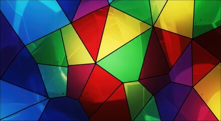 Fototapeta premium Abstract mosaic of vibrant, irregular geometric shapes forming a colorful surface pattern