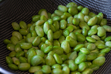 枝豆, 茹で豆, 台所, 調理, 食べ物,