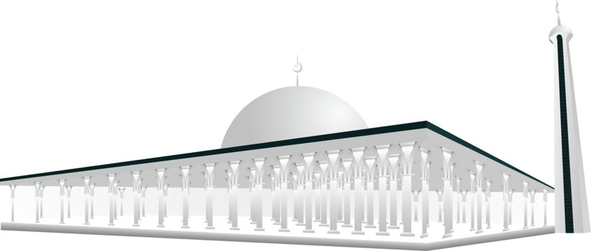modern flat vector masjid seribu tiang jambi