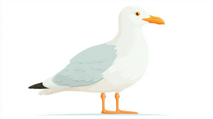 Fototapeta premium A realistic illustration of a seagull standing gracefully, showcasing beach life and nature.