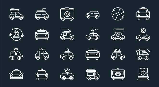 Autonomous vehicle icons on dark background