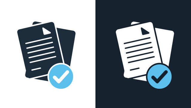 Document approval icons - Line and glyph solid icon and logo template - Vector icon symbol for website - Icon vector - Blue icon vector. Clipart. Icon