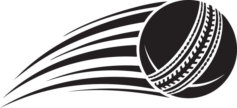 Cricket ball in motion with speed lines on transparent background representing sport, action and game, athletic equipment and speed