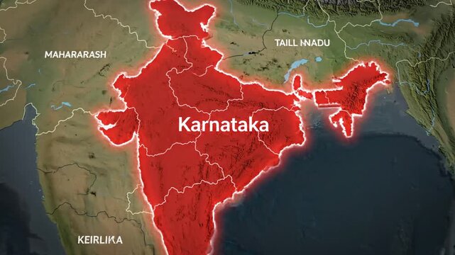 Animated map of india with highlighted state boundaries and labels