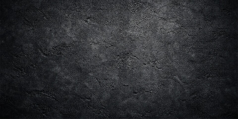 Fototapeta premium A dark grunge background featuring a weathered gray concrete wall with a rough aged texture and vintage black paint patterns on a dirty stone surface