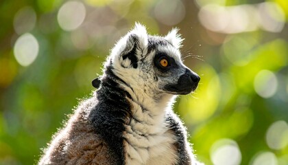 Obraz premium Close-up Portrait of a Ring-tailed Lemur in Natural Sunlight.
