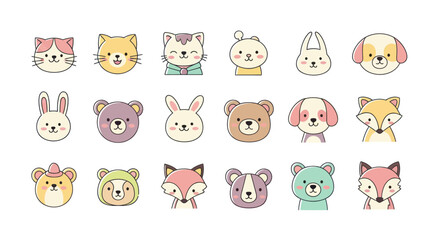 Cartoon animal faces collection