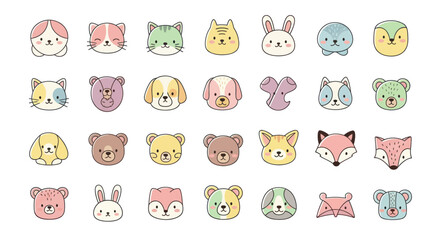 Cartoon animal heads collection