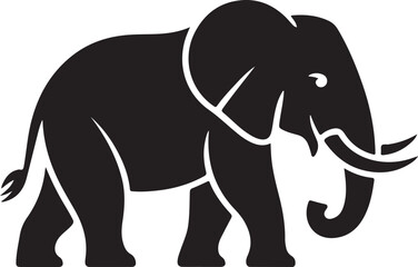 Obraz premium A walking baby elephant silhouette vector illustration showcases a wild mammal in a nature-inspired safari art design for wildlife and zoo sign graphics 