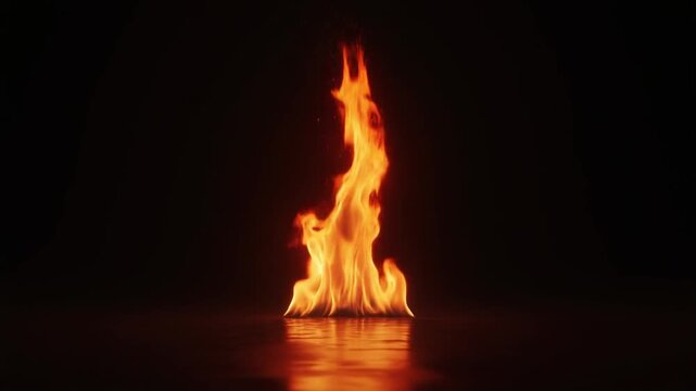 A small flame burns brightly in darkness.