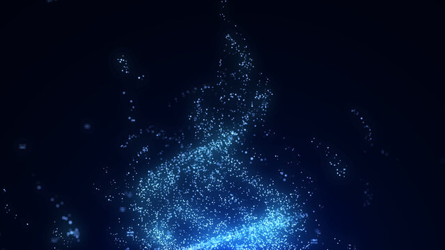 Abstract vortex particles background. Dynamic wave moving in explosion. Wormhole shimmering star dust. 3d rendering.