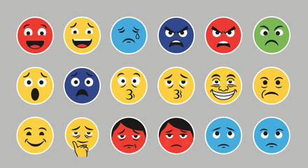 Assorted Emotion Faces and Expressions Icons.