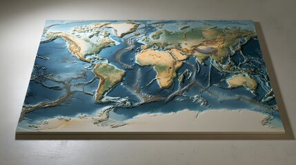 Naklejka premium Detailed Earth Relief Map Illustrates Continents Oceans A Global Perspective Educational Aesthetic Image