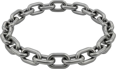 Obraz premium A robust metallic chain forming an oval shape showcasing interconnected heavy duty links crafted from gleaming silver metal connection strength security industry technology