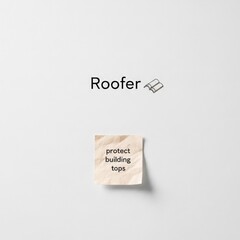 Roofer Protecting Buildings with Notes