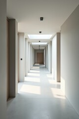 Perspectiva minimalista de pasillo en varios tonos de gris claro