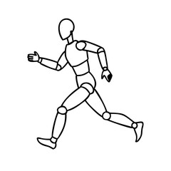 Obraz premium Hand-drawn humanoid robot running fast in motion, futuristic technology